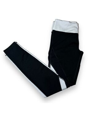 Fabletics Women’s Mid-rise Mesh Powerhold Leggings Black/White Size XS